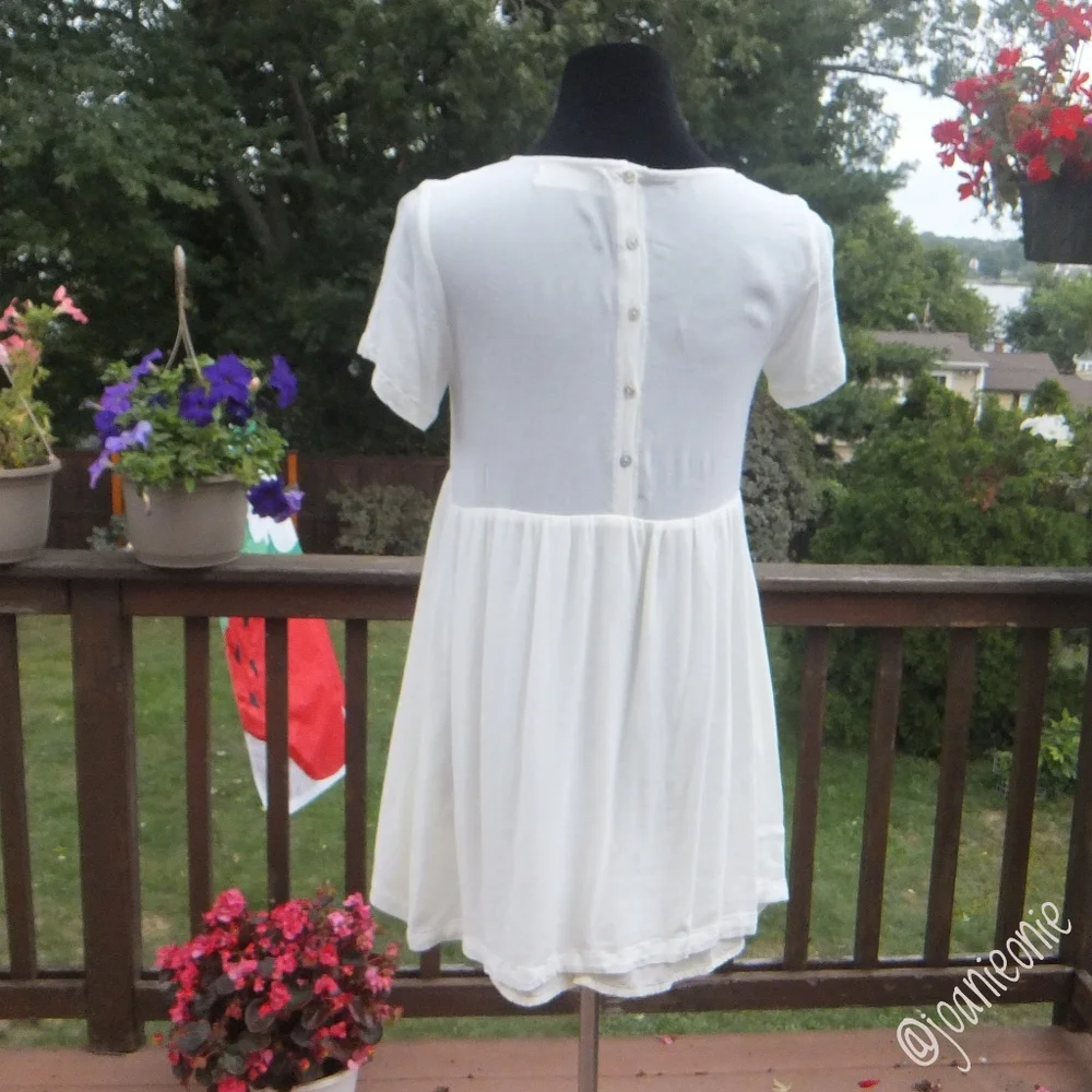 Dress Mini Cottagecore Eyelet Cream Sz M - Picture 2 of 7